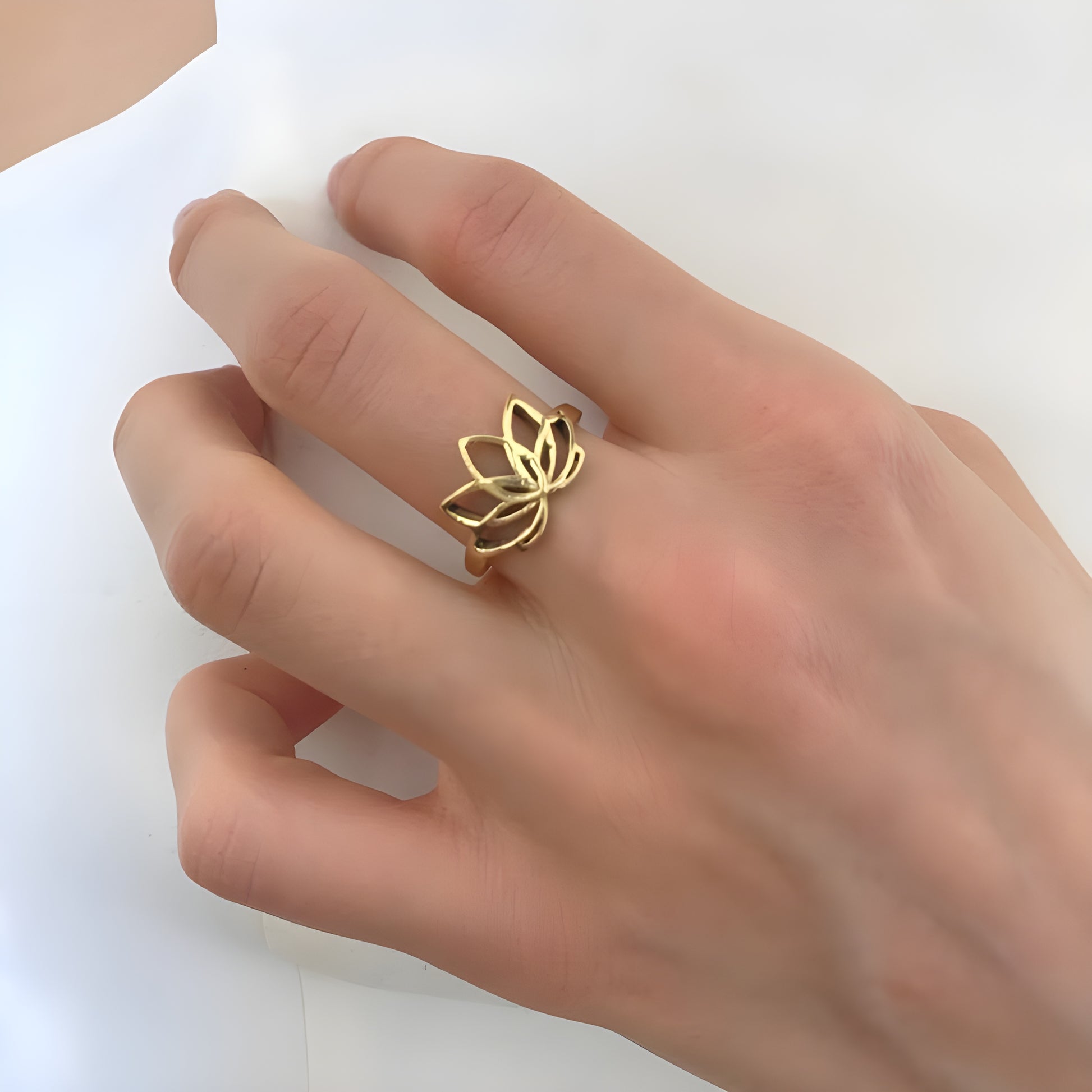 Semi-Bloom Lotus Ring – Minimalist Ring | Kumari