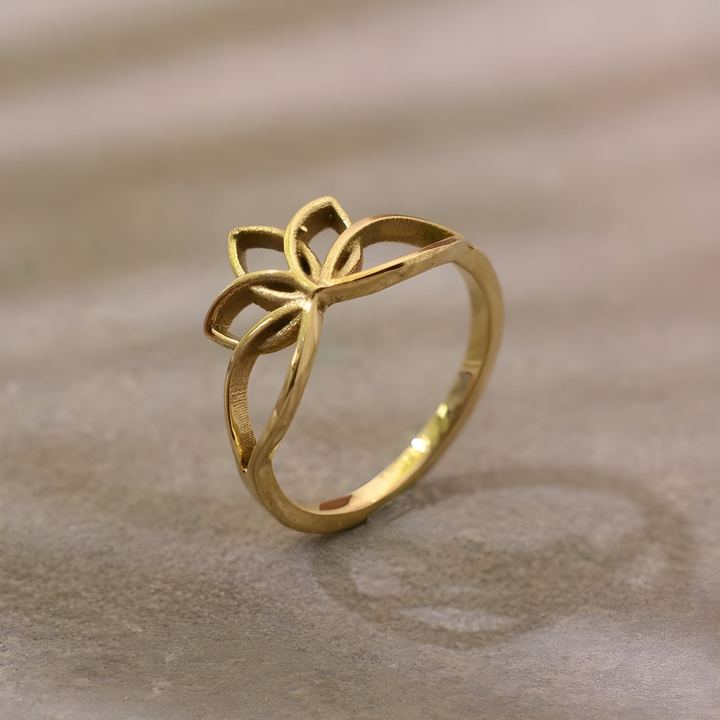 Semi-Bloom Lotus Ring – Minimalist Ring | Kumari