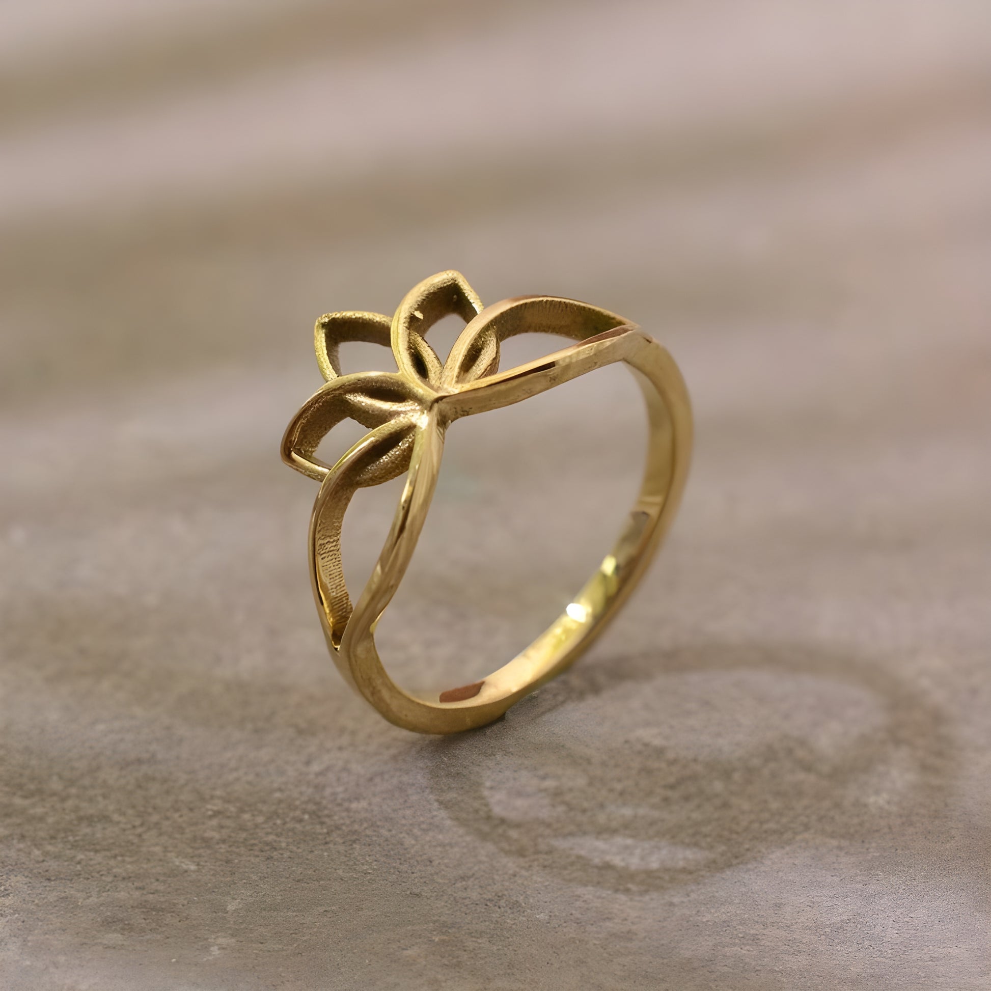 Semi-Bloom Lotus Ring – Minimalist Ring | Kumari